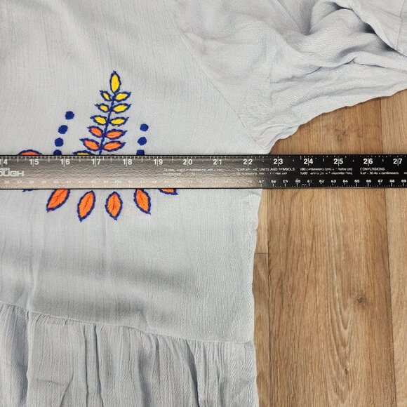 Alice & You Women's Size 22 Blue Embroidered Bell Sleeve Boho Knee Length Dress - Picture 7 of 10